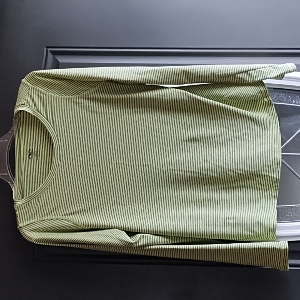 Athletic Works Olive Green and Black Striped Long Sleeve Tee